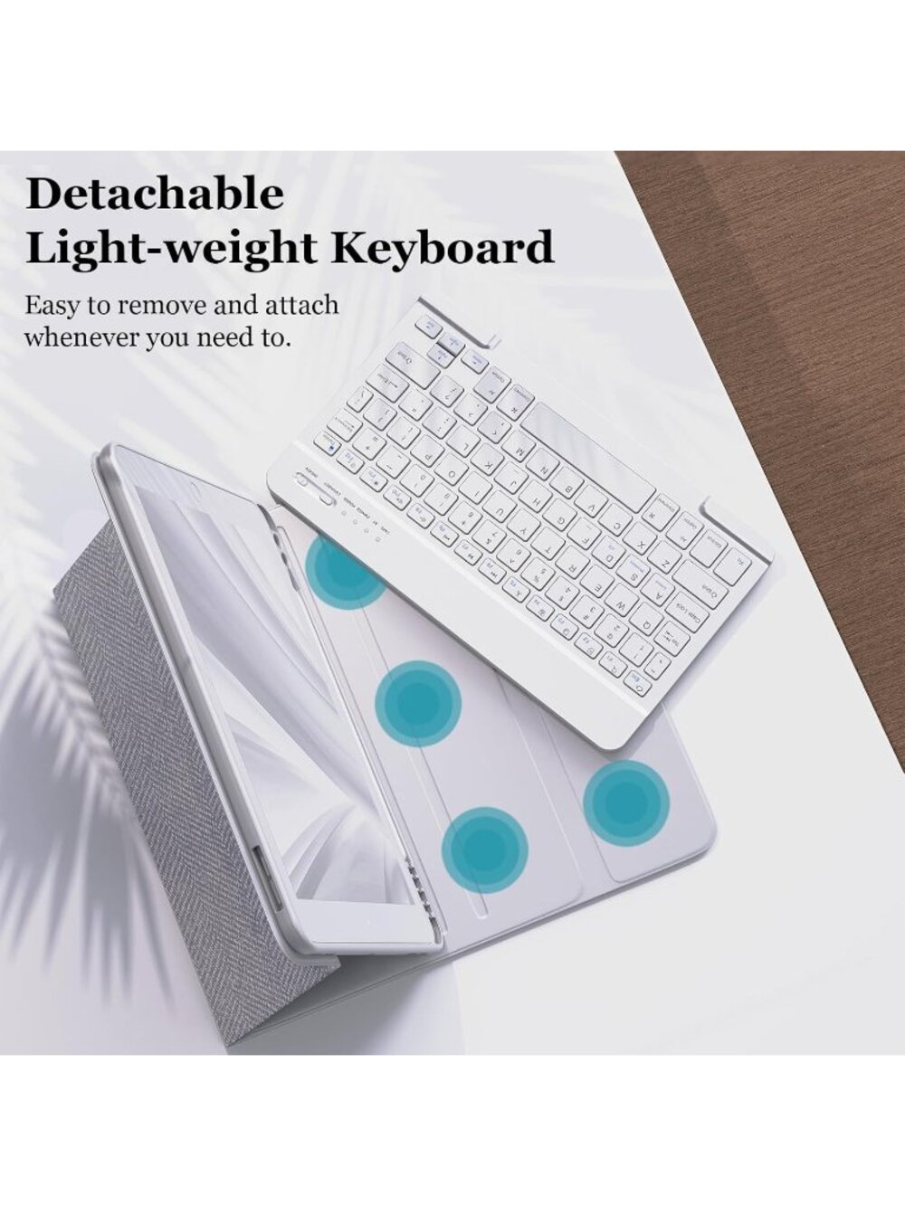 MMK iPad 10.2 Keyboard Case - 9th/8th/7th Gen - Magnetic Detachable - Gray - Picture 3 of 10